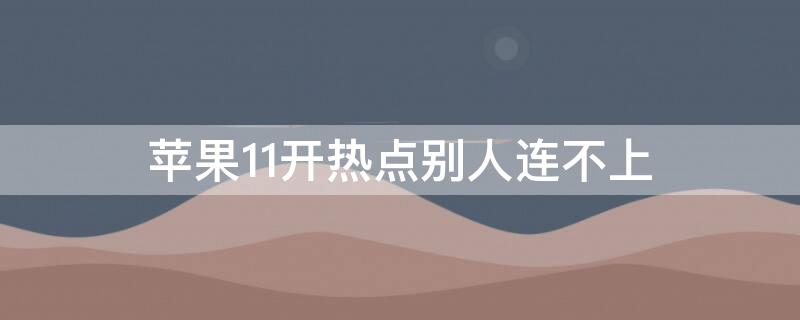 iPhone11开热点别人连不上 iphone11开热点别人怎么连不上?