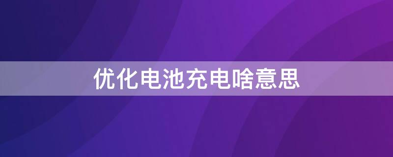 优化电池充电啥意思 优化电池充电啥意思啊