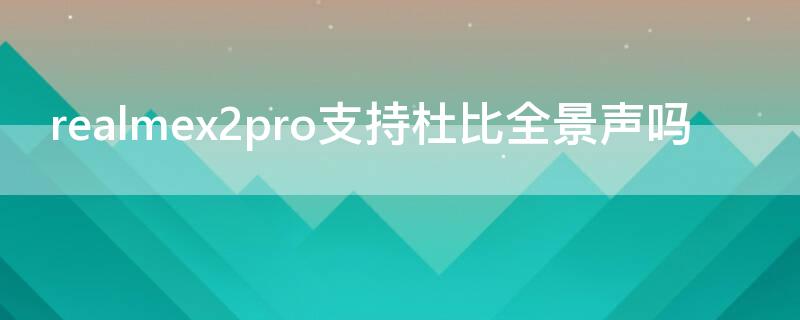 realmex2pro支持杜比全景声吗（realmex2pro外放音质）