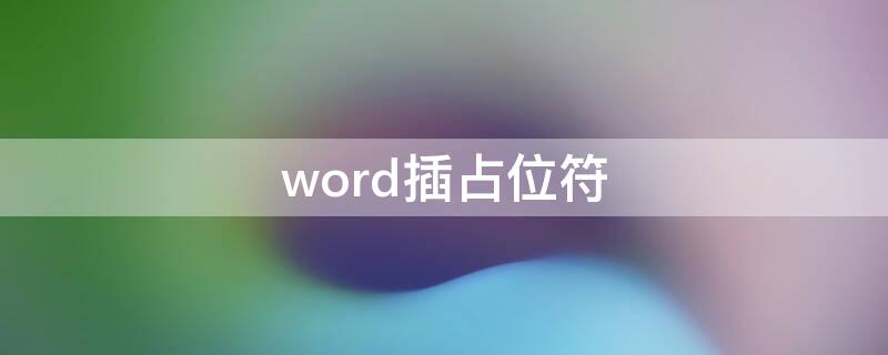 word插占位符 word占位符是啥