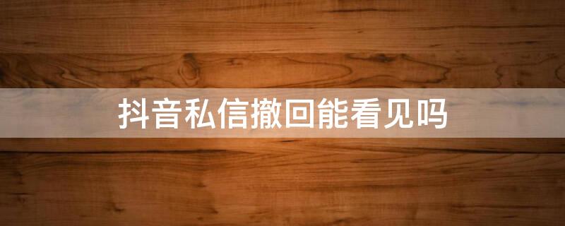 抖音私信撤回能看见吗 抖音私信撤回还能看到吗