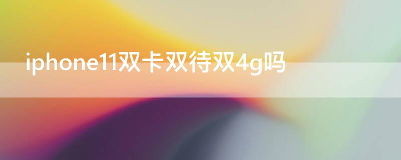 iPhone11双卡双待双4g吗（苹果11是双4g双卡双待吗）