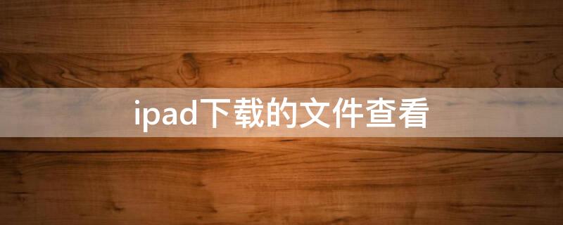 ipad下载的文件查看（ipad下载的文件怎么查看）