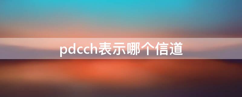 pdcch表示哪个信道 pdcch信道调制方式