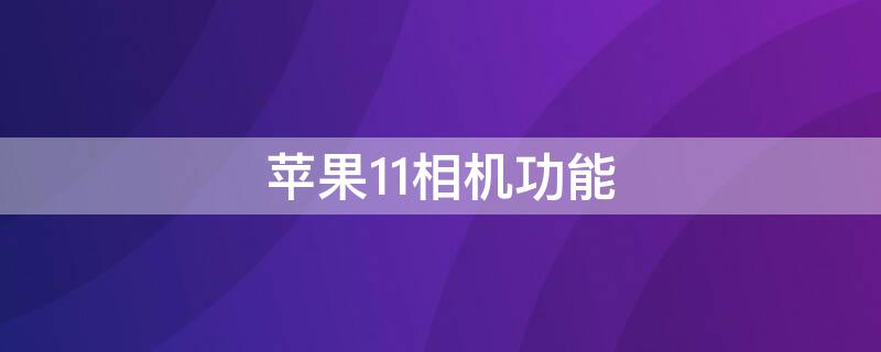 iPhone11相机功能 iphone11相机功能不见了