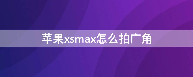 iPhonexsmax怎么拍广角（iphonexsmax相机有广角吗）