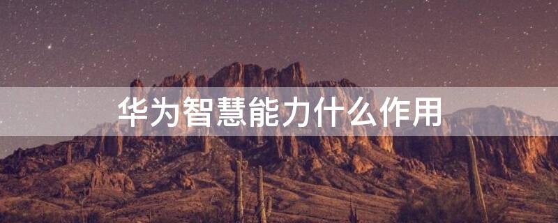 华为智慧能力什么作用 什么叫华为智慧能力
