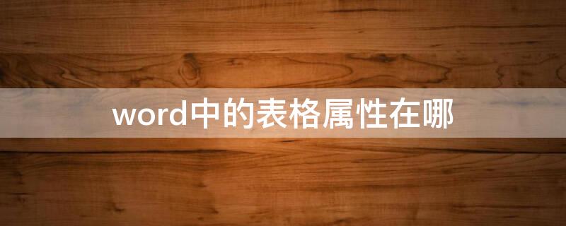 word中的表格属性在哪（word2016表格属性在哪）