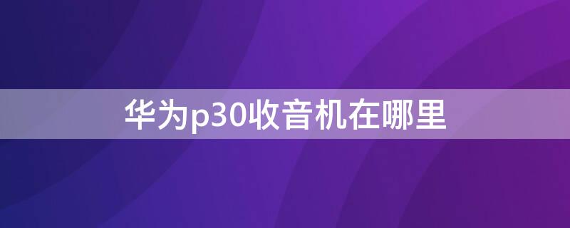 华为p30收音机在哪里（华为p30手机收音机在哪里）