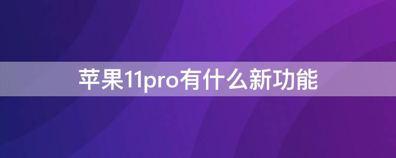 iPhone11pro有什么新功能（iphone11pro有哪些功能）