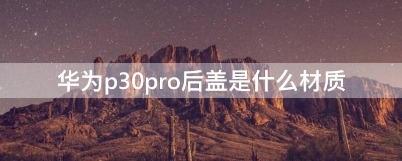 华为p30pro后盖是什么材质