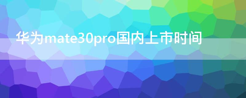 华为mate30pro国内上市时间