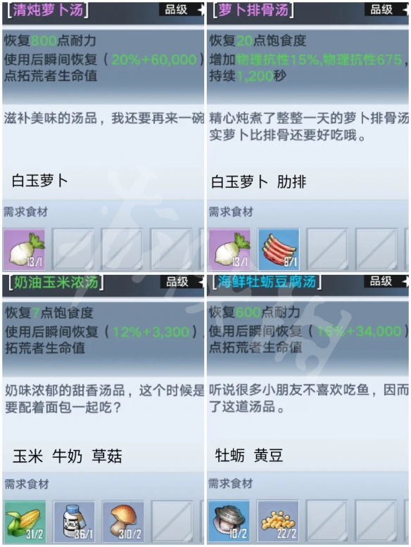 幻塔2.0有哪些新增菜谱 幻塔2.0新增菜谱介绍