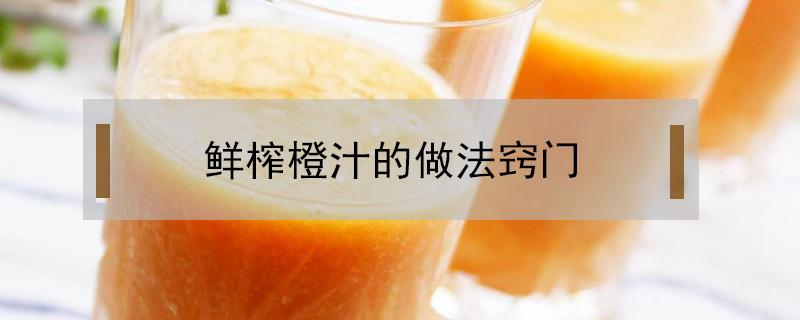 鲜榨橙汁的做法窍门 鲜榨橙汁怎么做好喝窍门