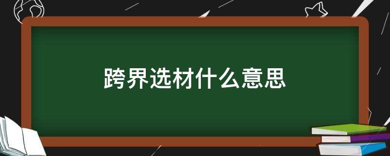 跨界选材什么意思（采用的是什么跨界）