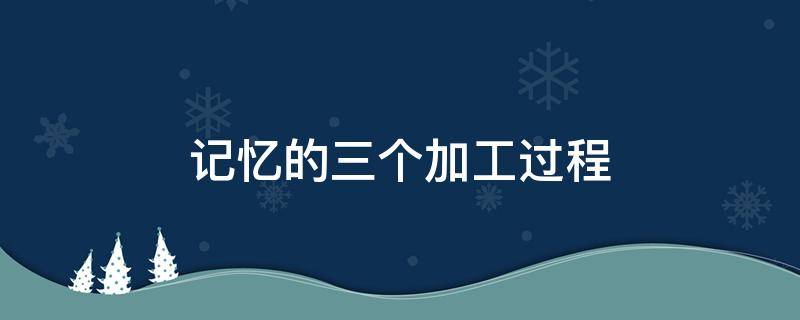 记忆的三个加工过程 信息加工过程中记忆三个过程