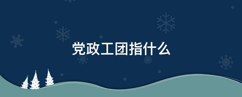 党政工团指什么（党政工团部门是指）