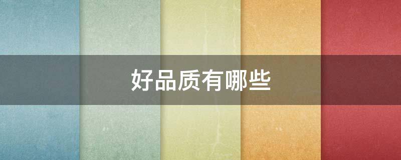 好品质有哪些（一个人的好品质有哪些）