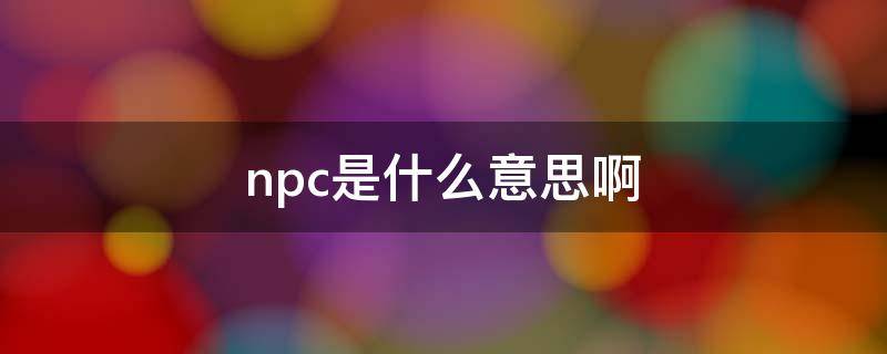 npc是什么意思啊（npc是什么意思啊 中国）