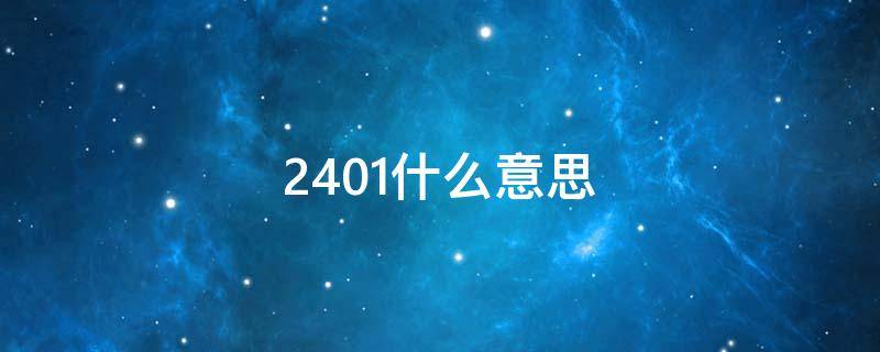 2401什么意思 2401啥意思