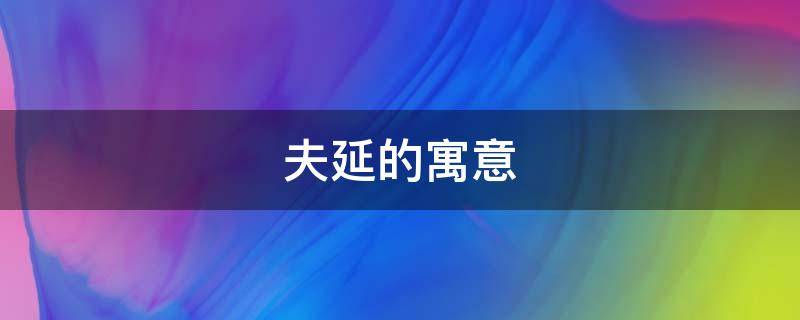 夫延的寓意（夫名字寓意）