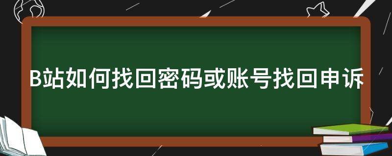 B站如何找回密码或账号找回申诉 b站如何找回密码或账号找回申诉记录