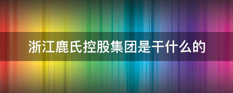 浙江鹿氏控股集团是干什么的（浙江鹿氏集团是做什么的）