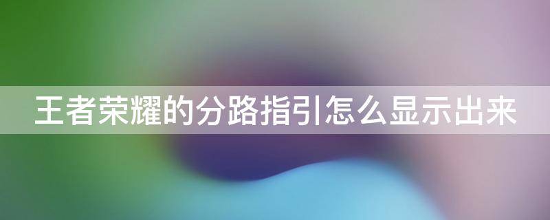 王者荣耀的分路指引怎么显示出来（王者显示分路在哪）