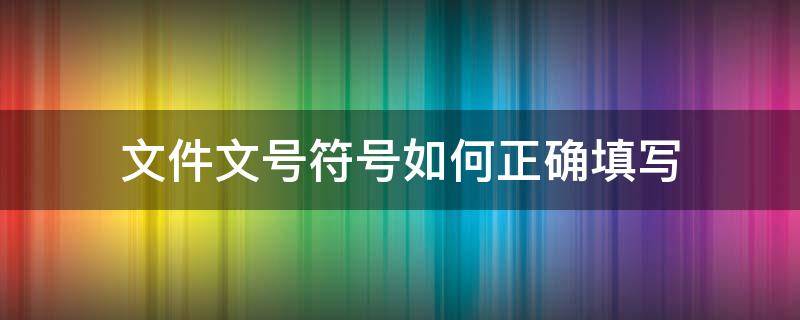 文件文号符号如何正确填写 根据文件要求符号怎么打