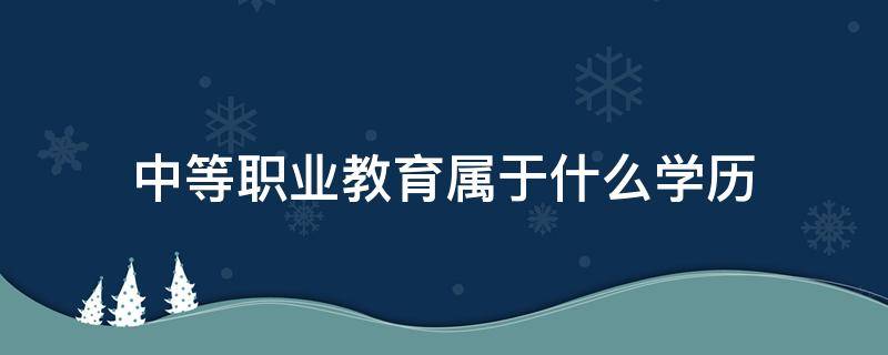 中等职业教育属于什么学历（中专属于什么学历）