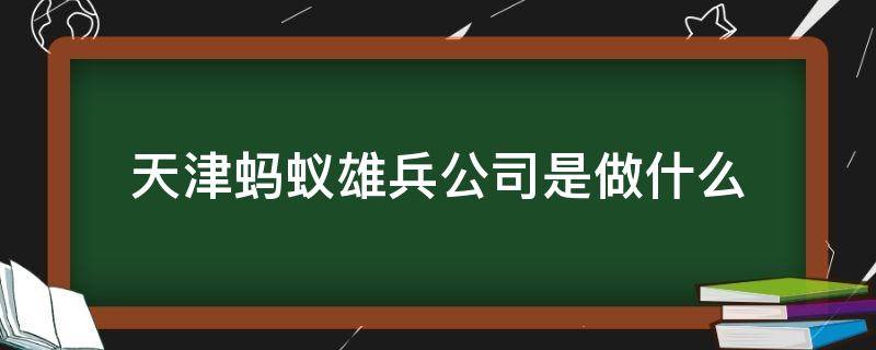 天津蚂蚁雄兵公司是做什么（天津蚂蚁雄兵科技有限公司怎样）