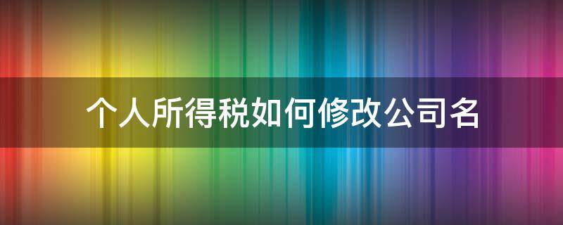 个人所得税如何修改公司名（个人所得税如何修改公司名称）