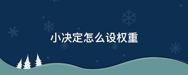 小决定怎么设权重 小决定如何设置权重