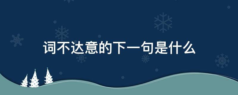 词不达意的下一句是什么（词不达意的下一句是什么意思）