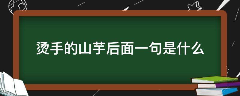 烫手的山芋后面一句是什么 你真是个烫手的山芋是什么意思