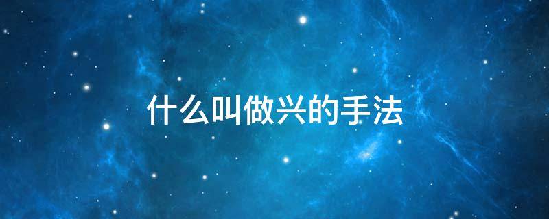 什么叫做兴的手法 兴这一手法