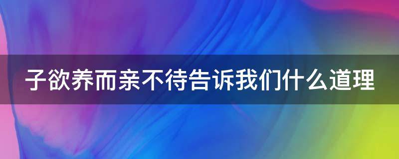 子欲养而亲不待告诉我们什么道理（子子欲养而亲不待的完整话）