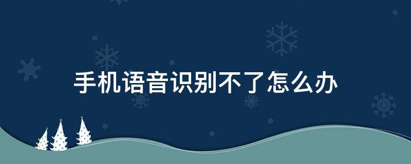 手机语音识别不了怎么办 手机语音识别不行