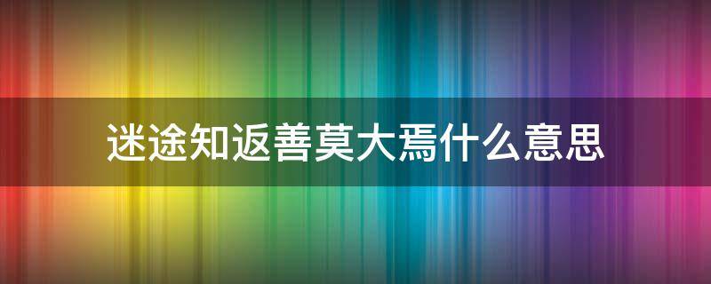 迷途知返善莫大焉什么意思（知途迷返的意思）