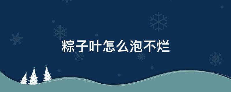 粽子叶怎么泡不烂 粽叶怎么泡不容易裂