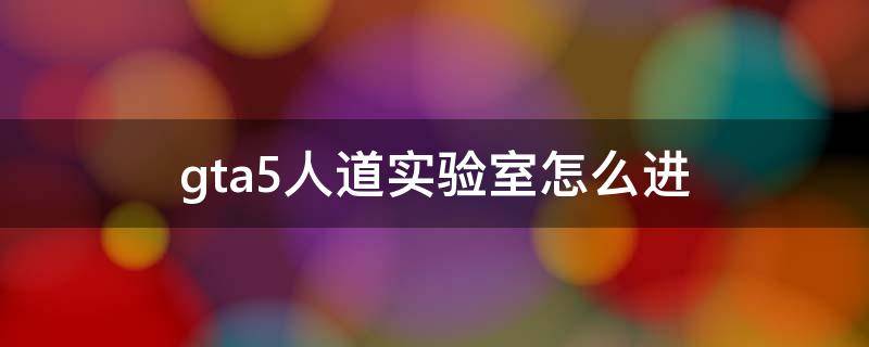 gta5人道实验室怎么进（gta5人道实验室怎么过）