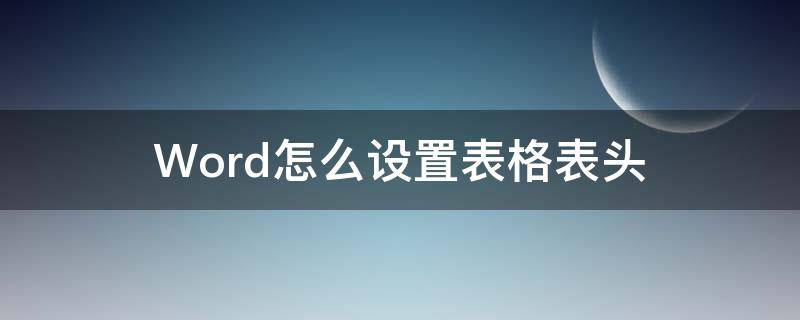 Word怎么设置表格表头（word怎么设置表格表头下拉时一直显示）