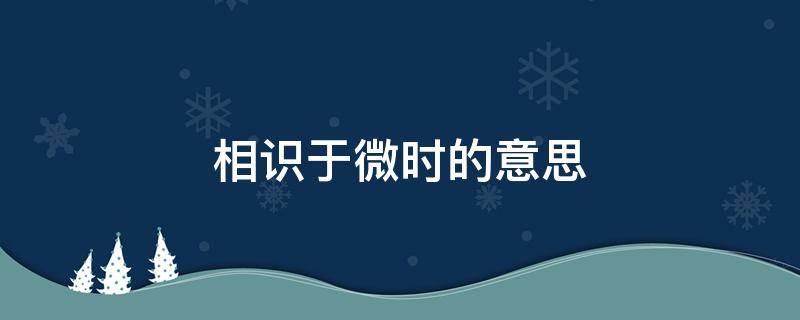 相识于微时的意思（相识于微时出自哪里）