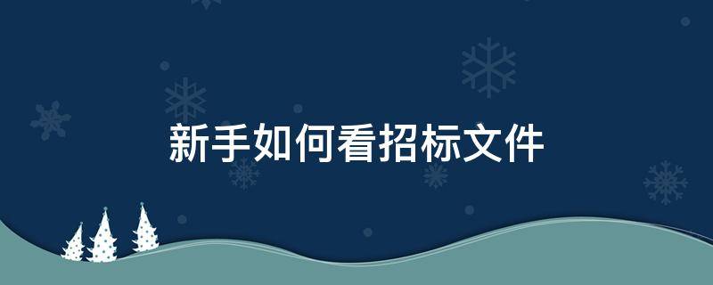 新手如何看招标文件 怎样看招标文件做标书