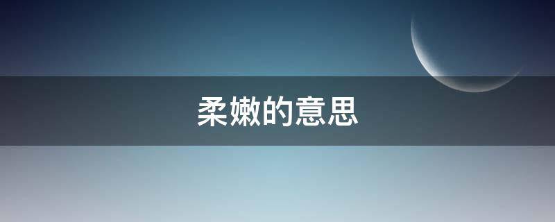 柔嫩的意思（柔嫩的意思是什么）