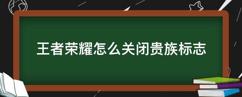 王者荣耀怎么关闭贵族标志 如何关闭王者贵族标志