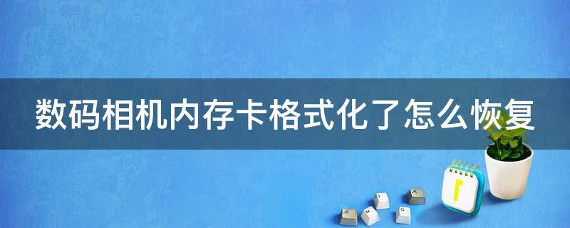 数码相机内存卡格式化了怎么恢复 数码相机内存卡格式化了怎么恢复回来