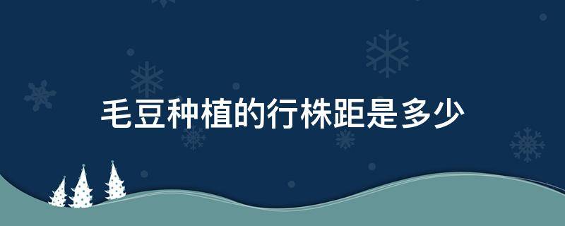 毛豆种植的行株距是多少 毛豆种植间距多少厘米