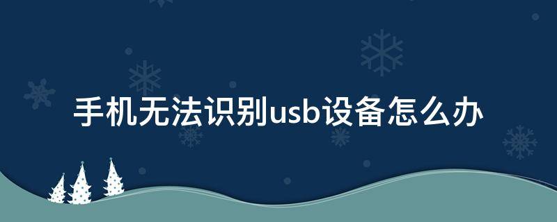 手机无法识别usb设备怎么办（手机无法识别usb设备怎么办 五大方法来解决）