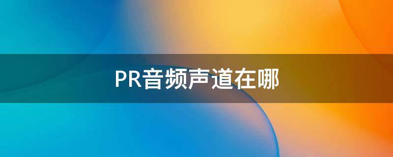 PR音频声道在哪（pr视频声道）